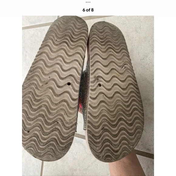 MADDEN GIRL Women's Blush Rhinestone Embellished Teddy Slip Ons Slide Sandals 6 - Picture 4 of 5